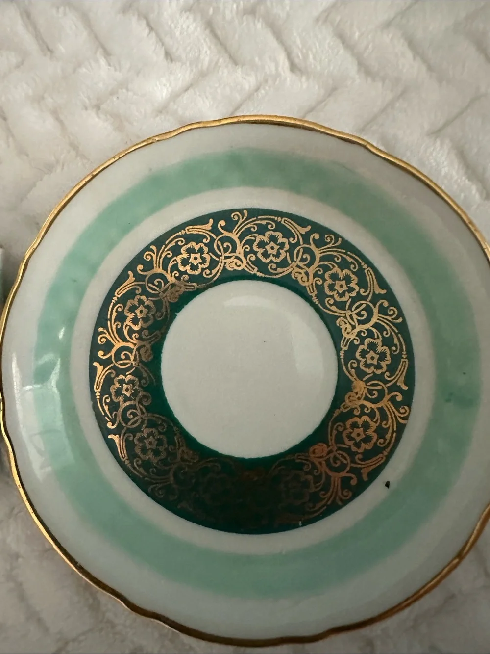 Vintage Schumann Bavaria Footed Demitasse Cu,p Seafoam & Gold Germany,